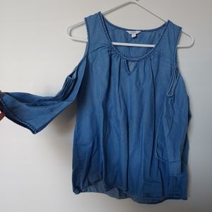 3/4 sleeve cold shoulder top